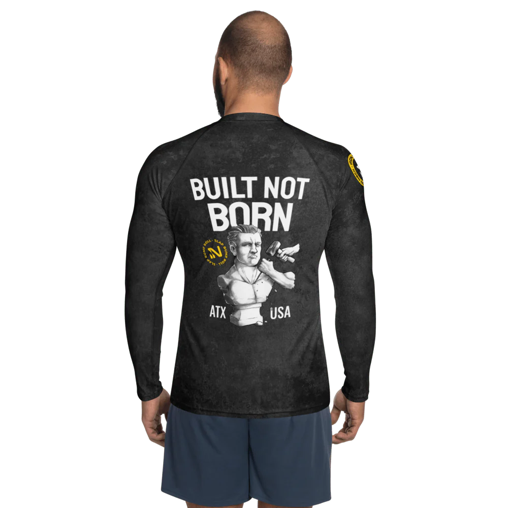 Built Not Born LS BJJ Rash Guard - Black - Image 6