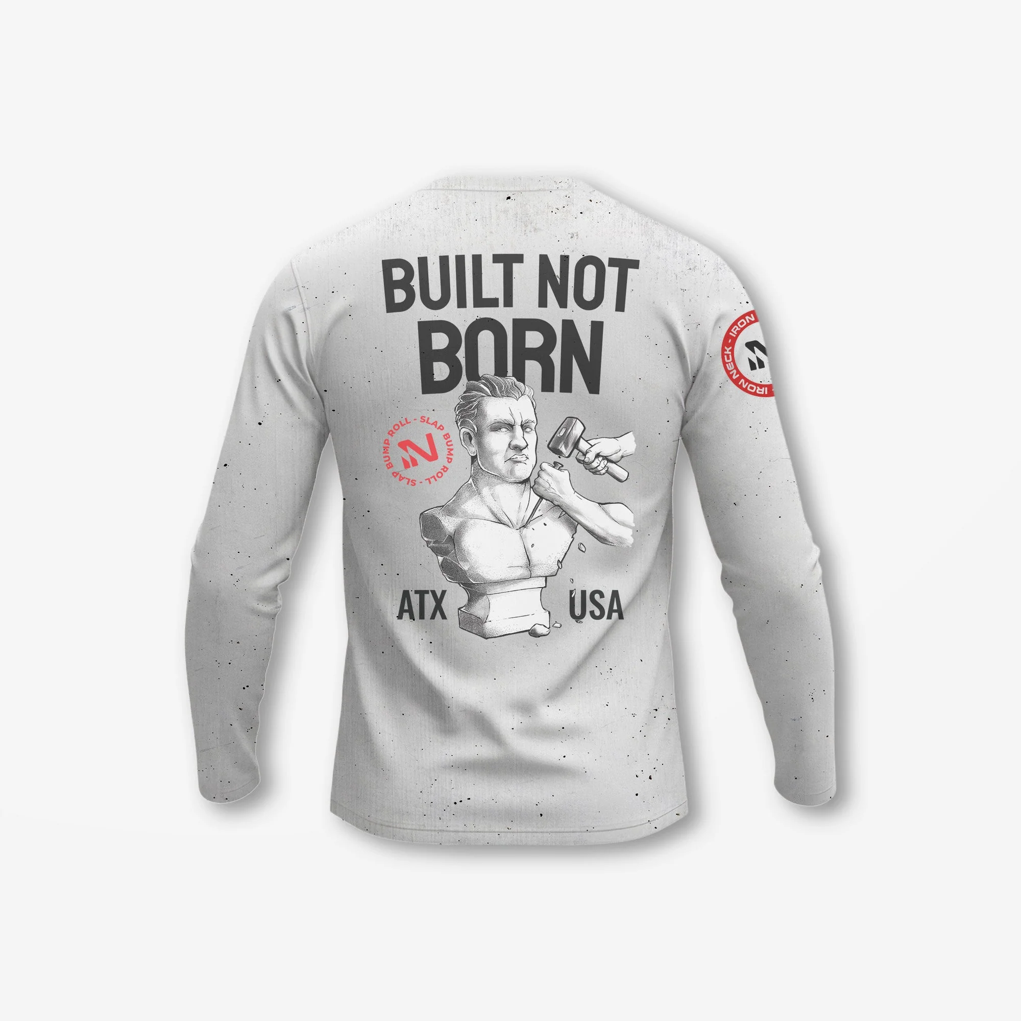 Built Not Born LS BJJ Rash Guard - White - Image 3