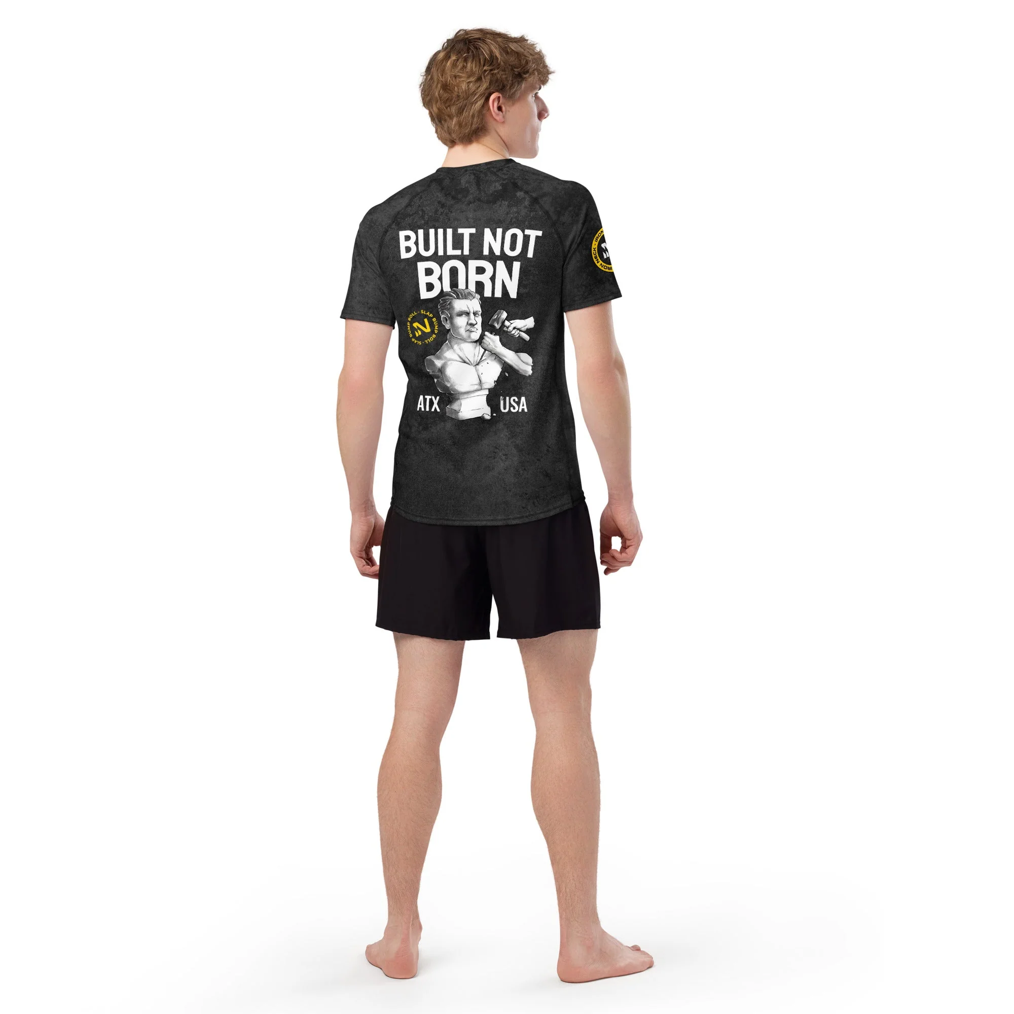 Built Not Born SS BJJ Rash Guard - Black - Image 6