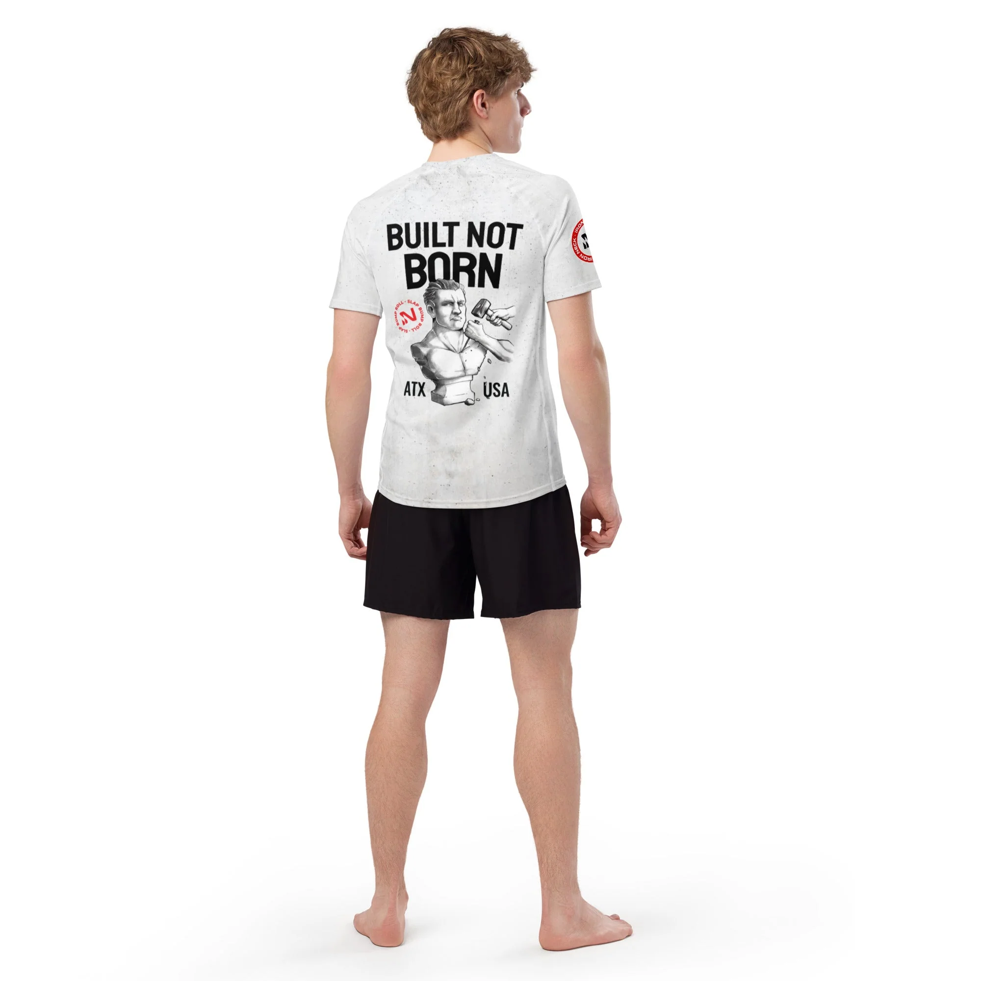 Built Not Born SS BJJ Rash Guard - White - Image 6