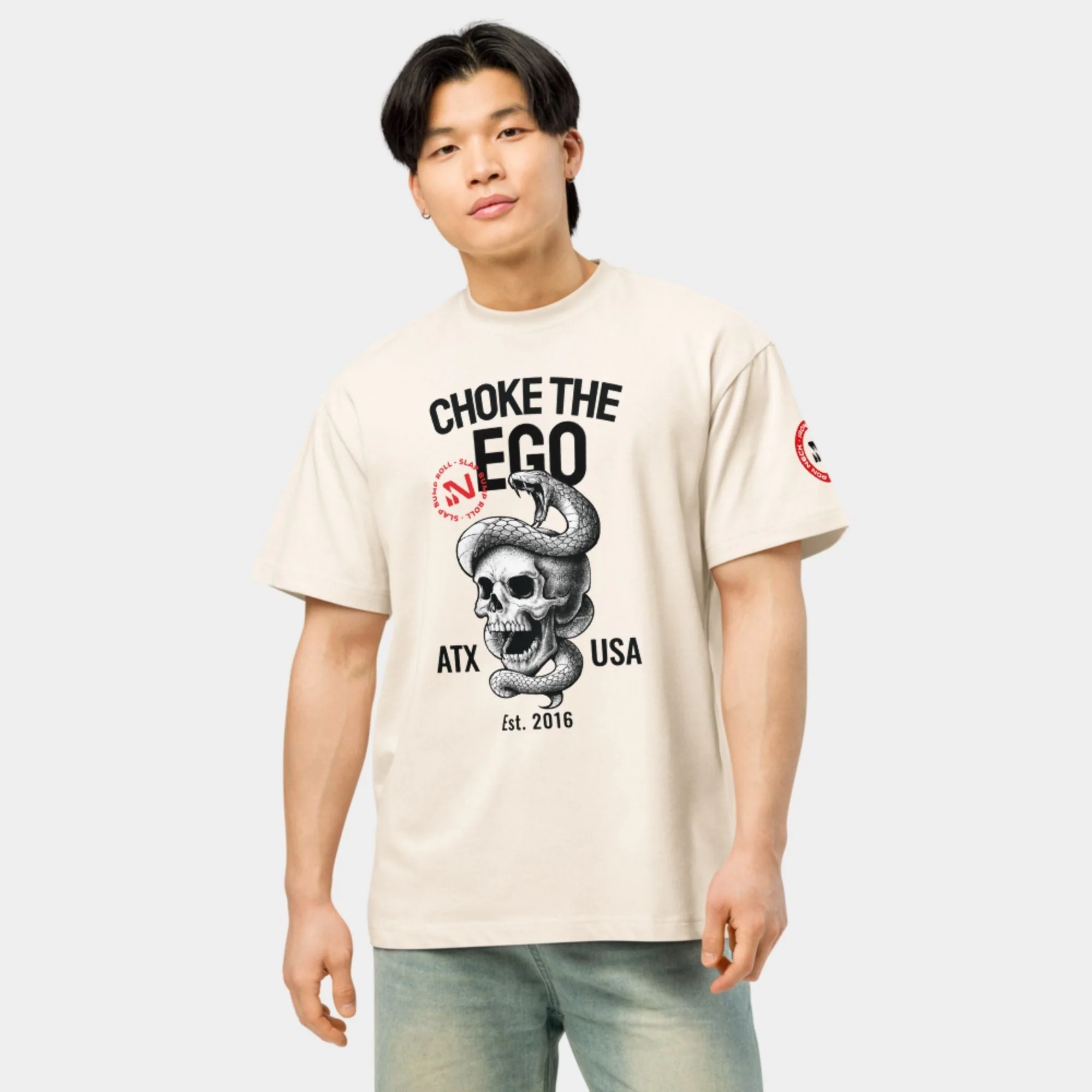 'Choke The Ego' Box Tee - Vintage White - Image 5