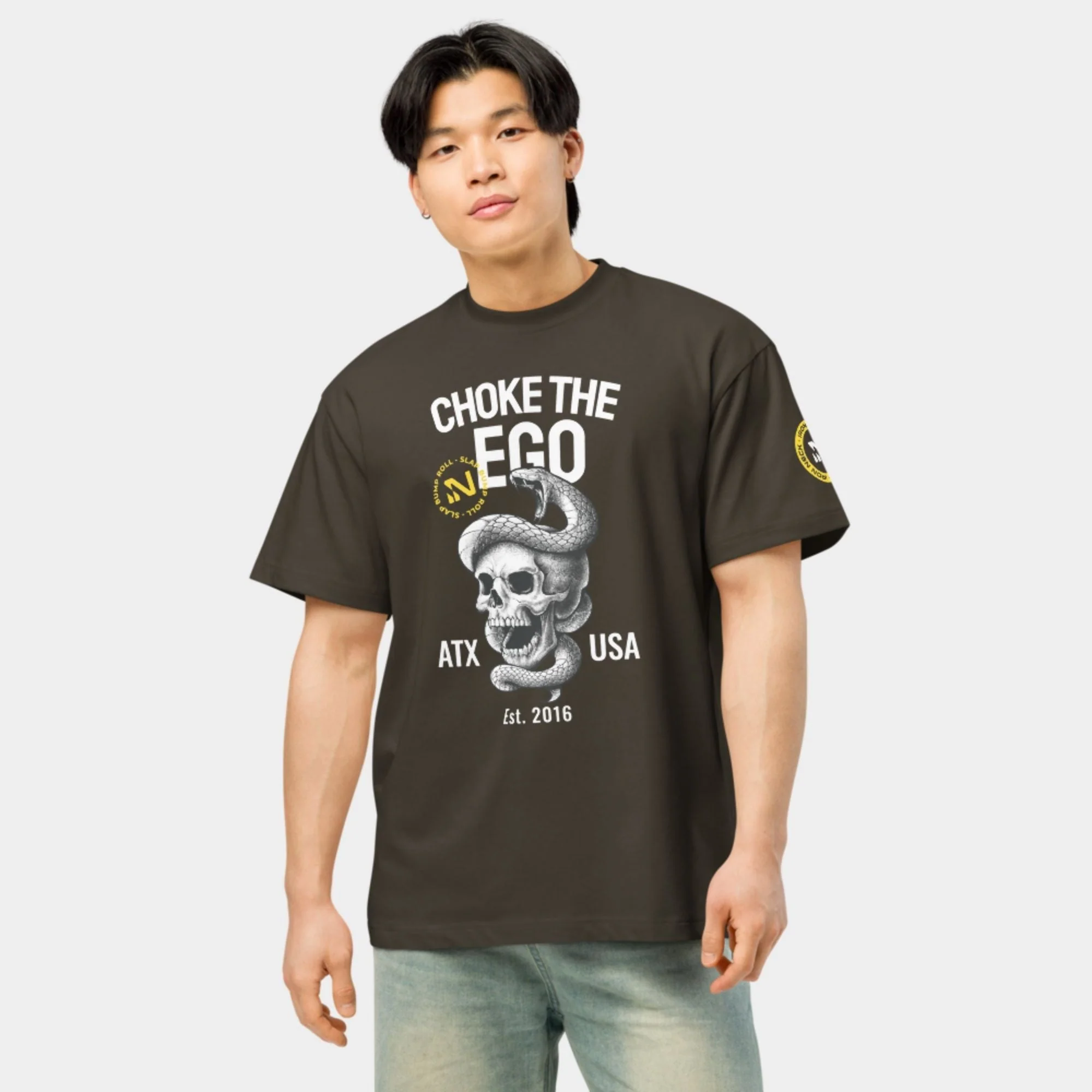 'Choke The Ego' Box Tee - Vintage Black - Image 5