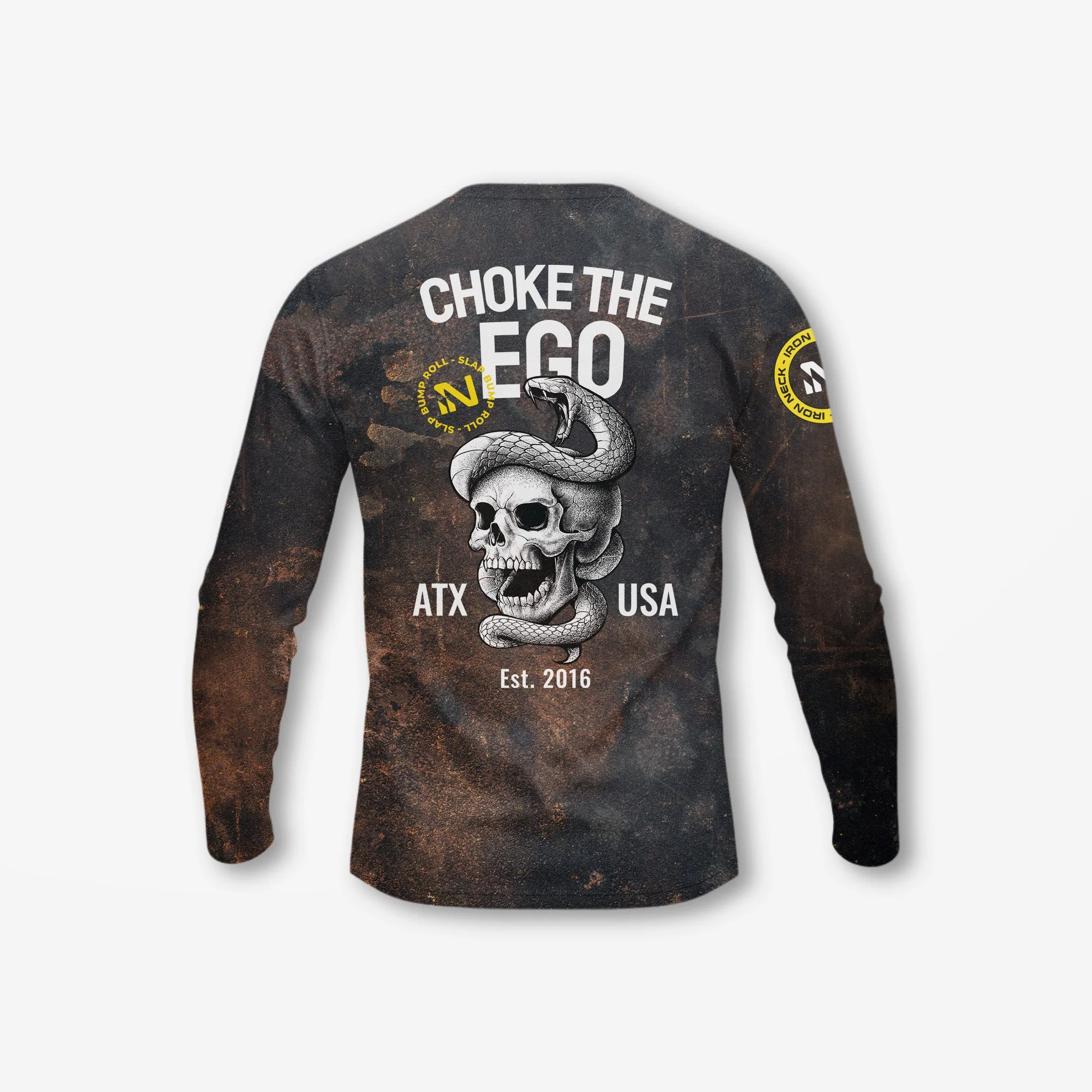 Choke The Ego LS BJJ Rash Guard - Grunge - Image 3