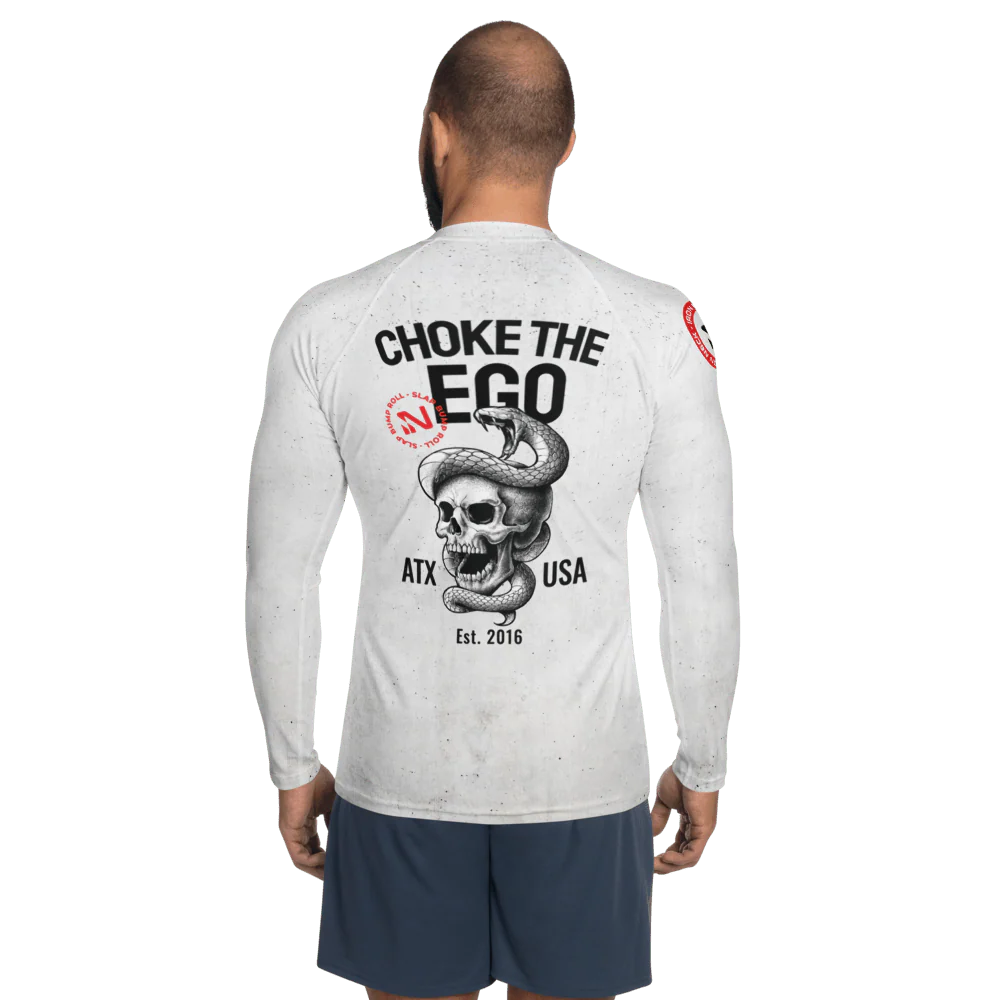 Choke The Ego LS BJJ Rash Guard - White - Image 6