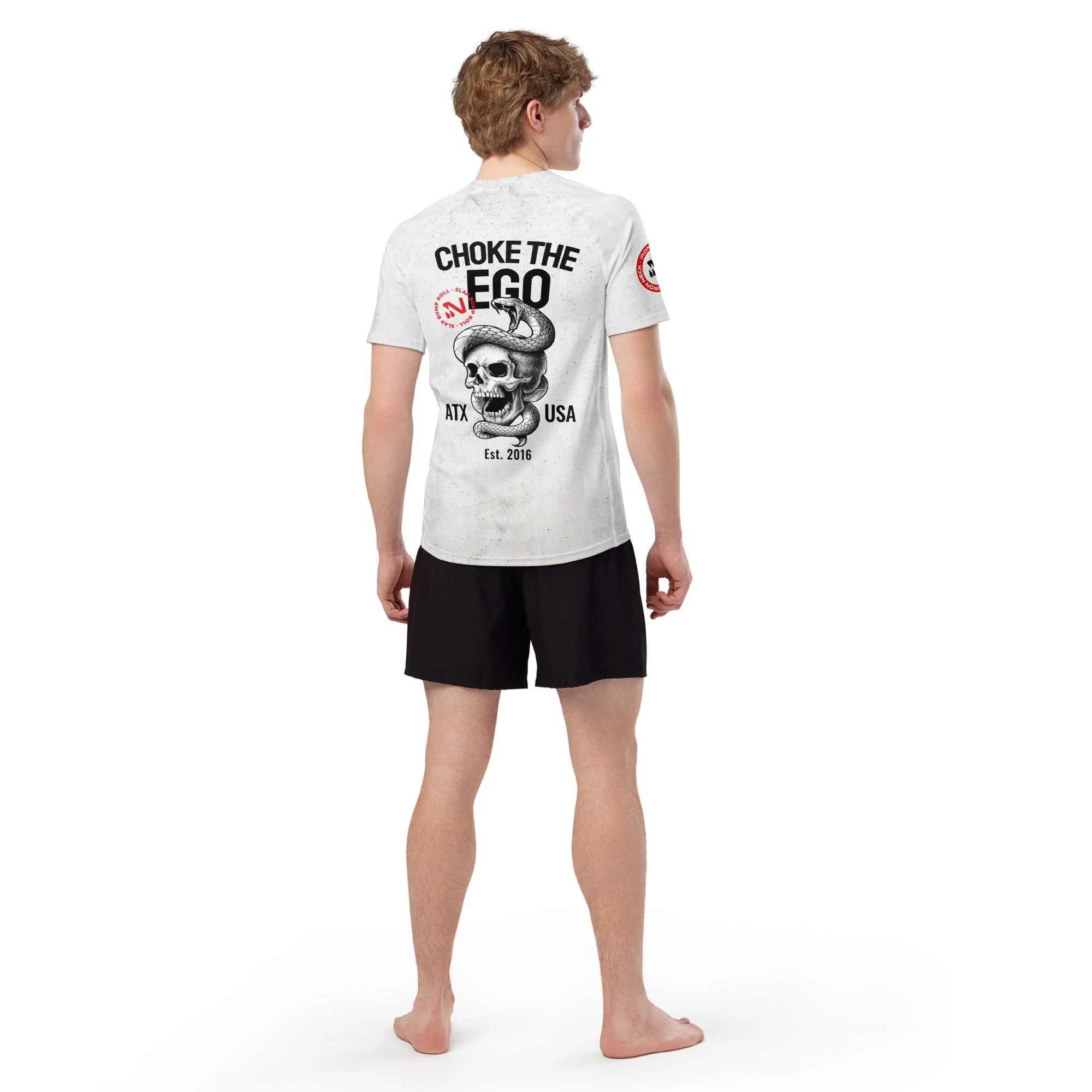 Choke The Ego SS BJJ Rash Guard - White - Image 6